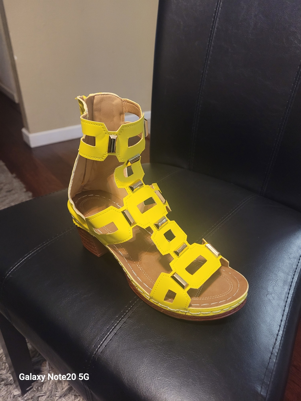 Yellow Geometric Gladiator Sandal - Women